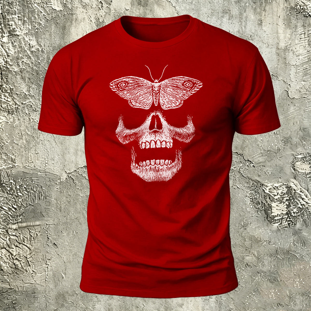 Vintage Butterfly Skull Print Casual Cotton T-Shirt