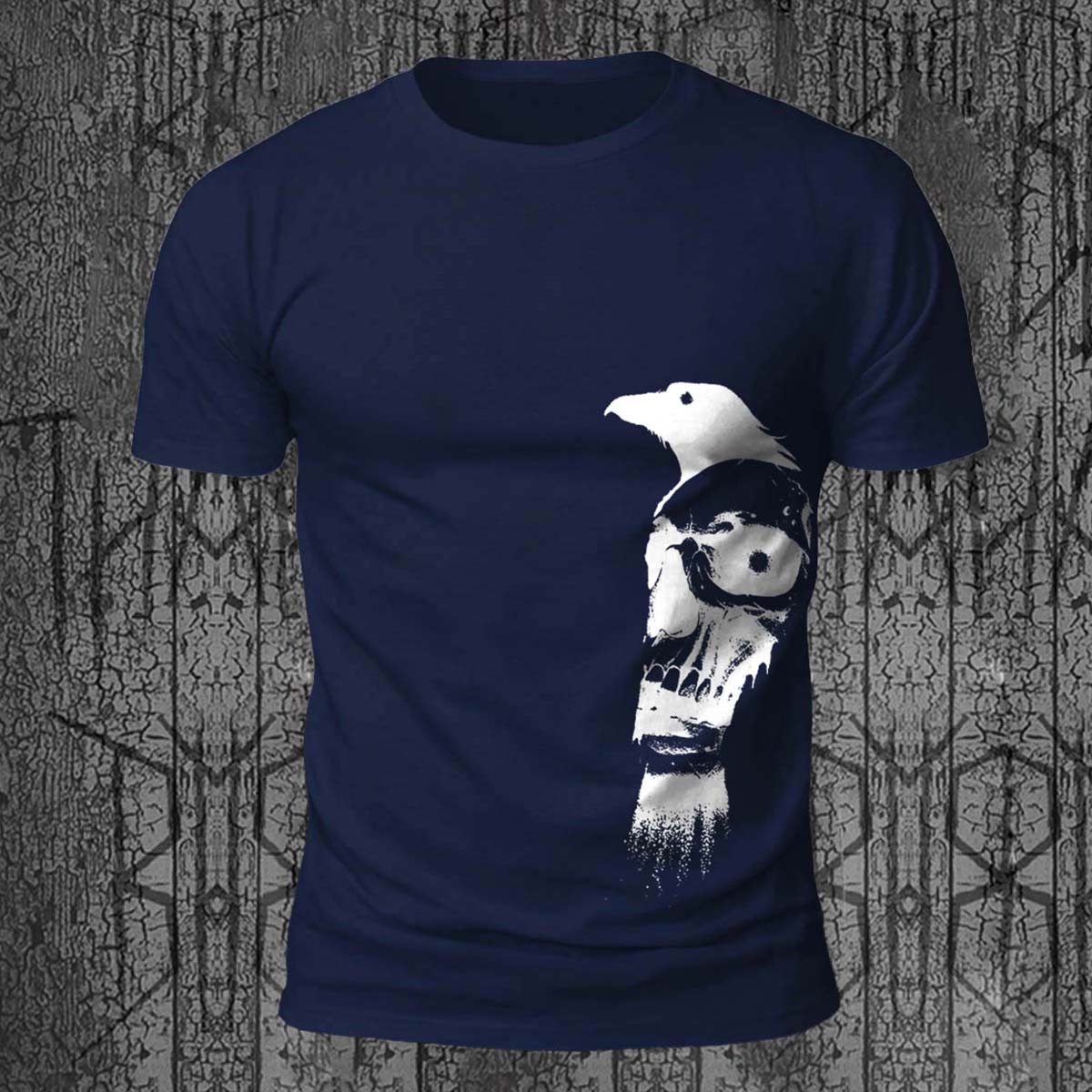 Vintage Skull Bird Print Casual Skin-Friendly T-Shirt