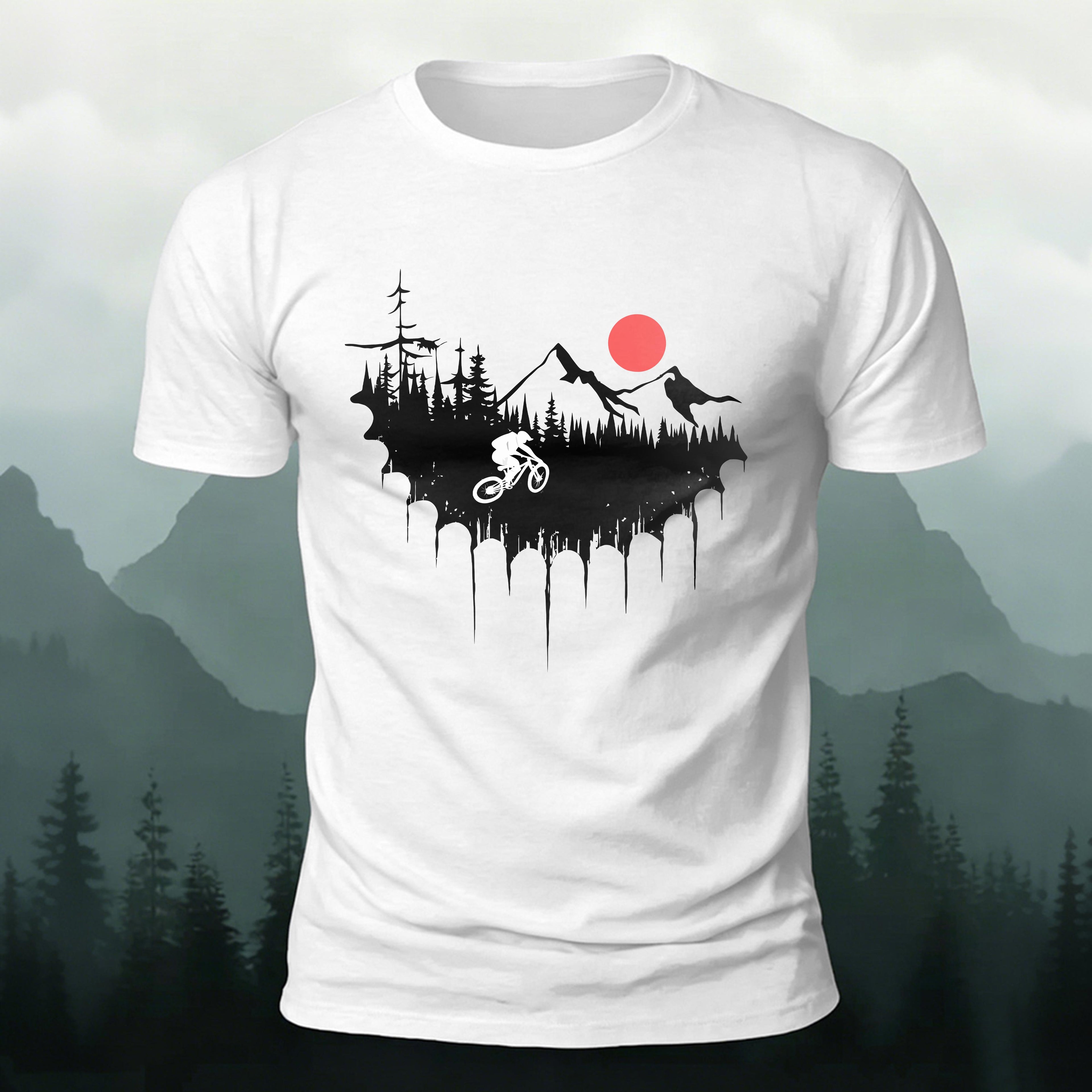 Cycling Print Natural Comfort Premium Cotton T-Shirt White