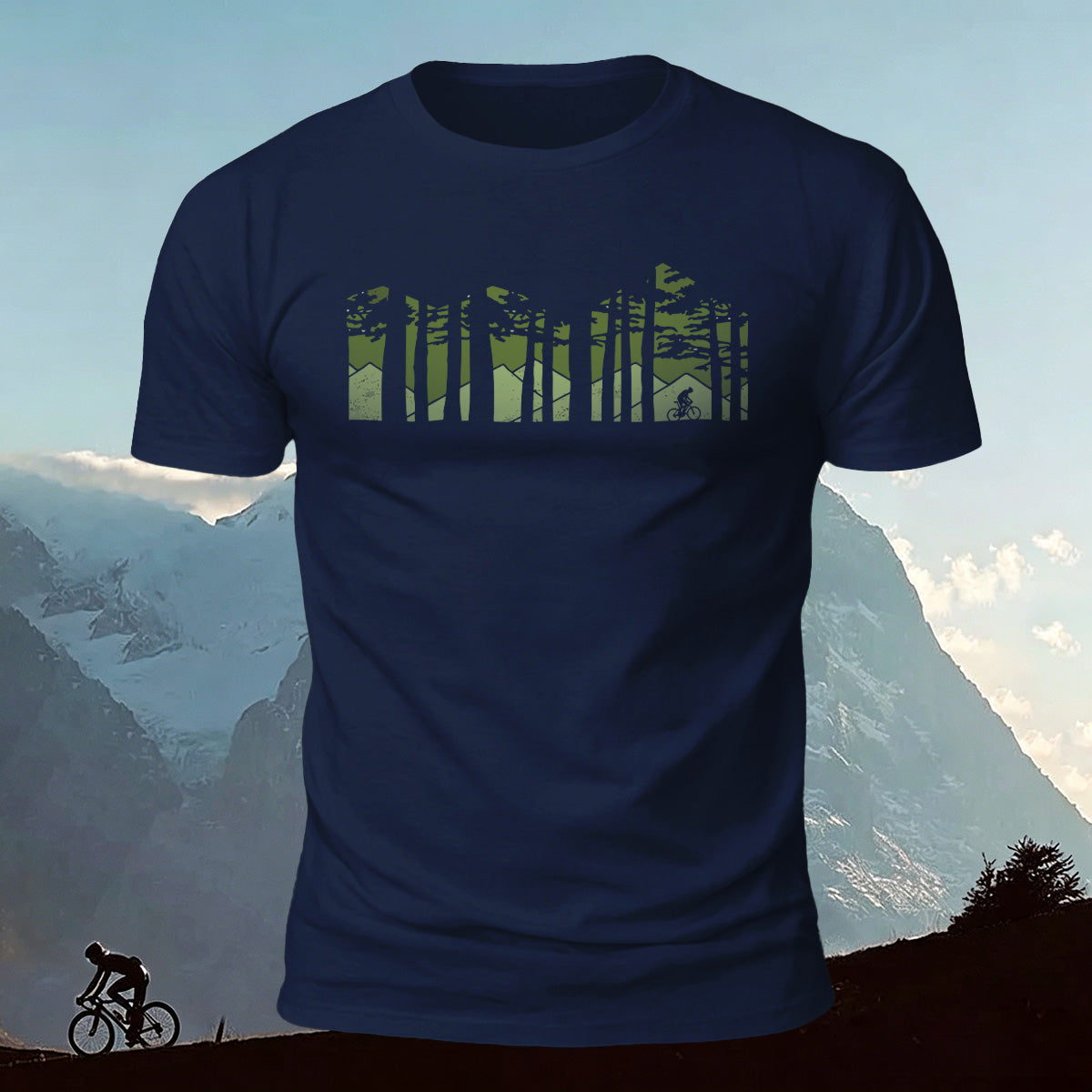 Forest Cycling Nature Casual Premium Cotton T-Shirt Navy