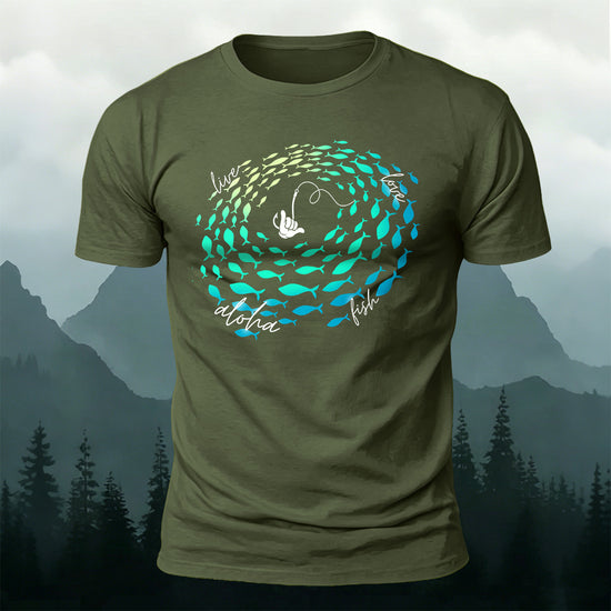 Stylish Fishing-Print Soft-Touch Cotton T-Shirt AMG