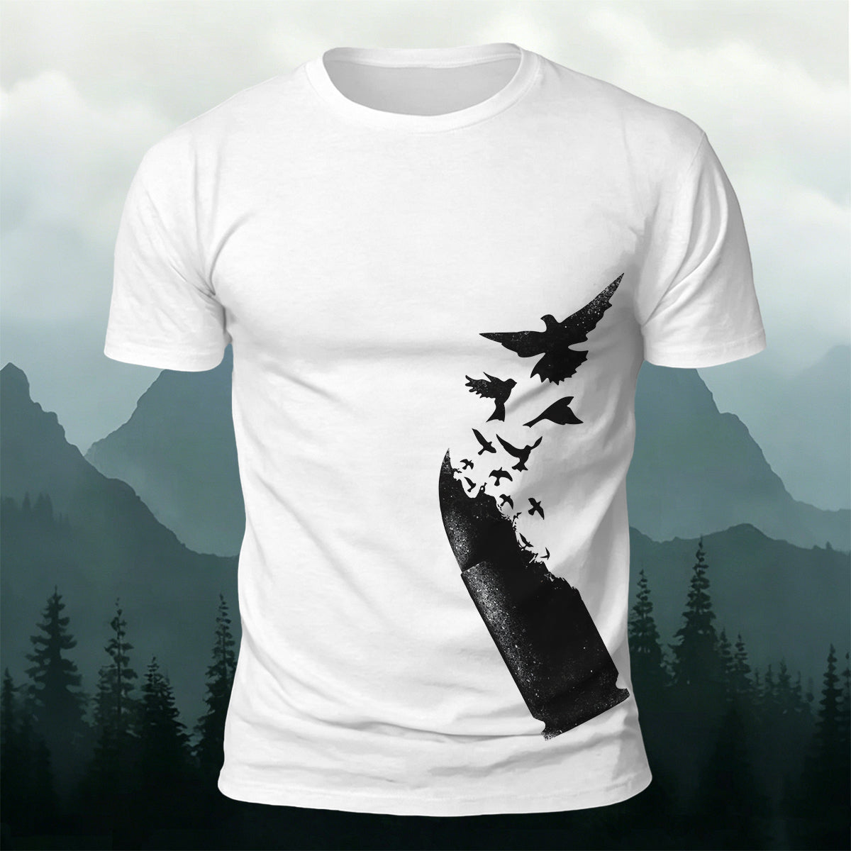 Bird Pattern Outdoor Casual Premium Cotton T-Shirt