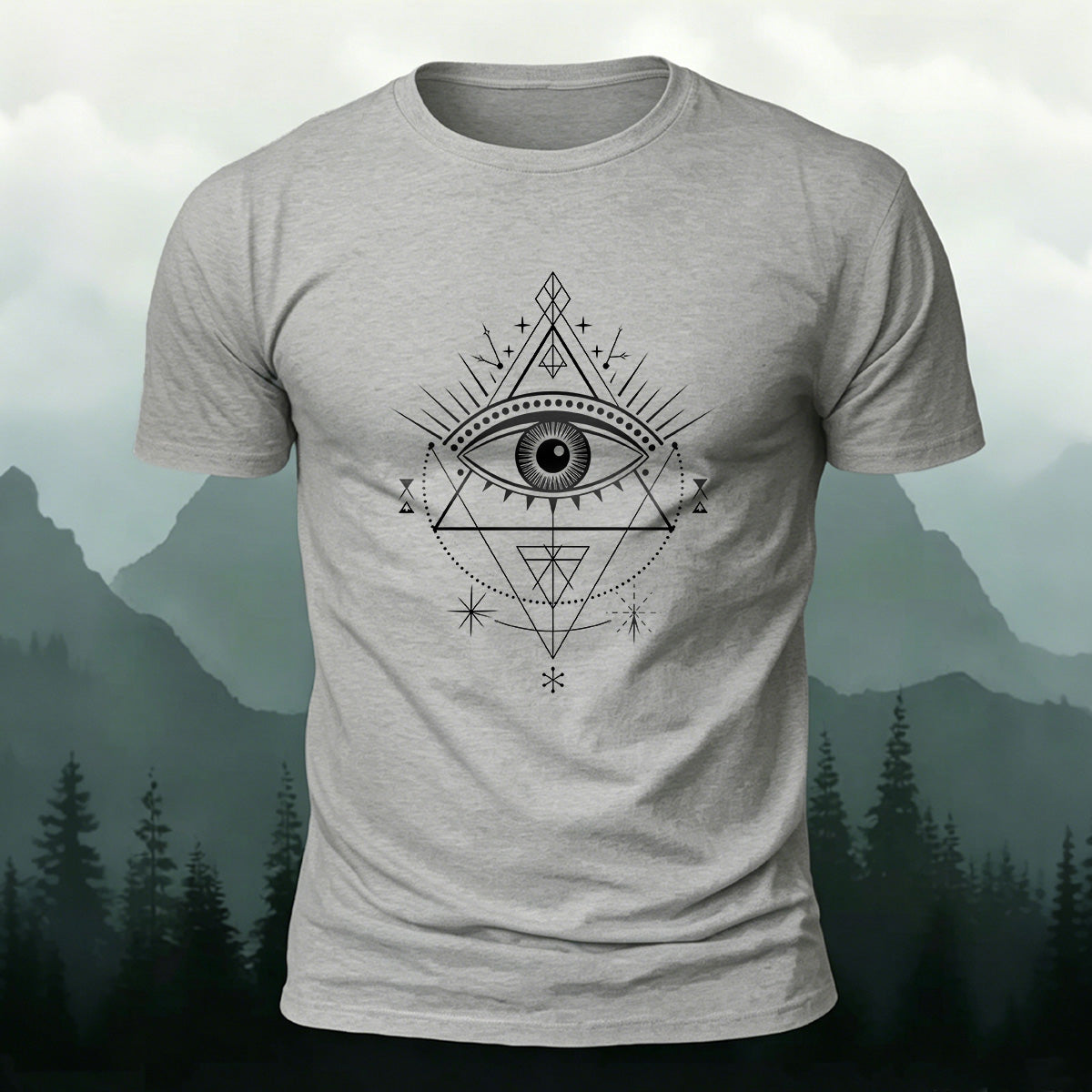 Eye Geometric Simple Casual Breathable T-shirt