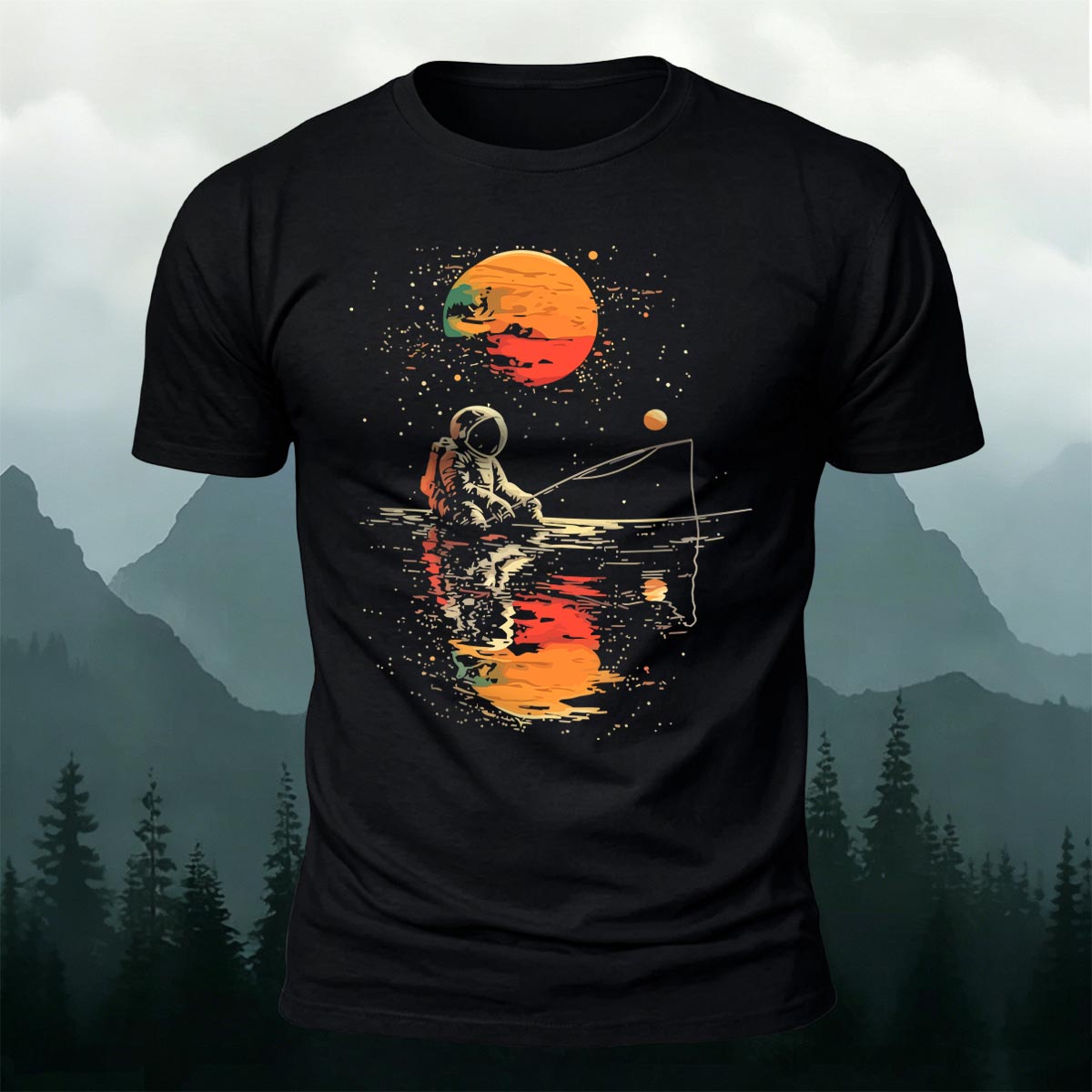 Ride the Moon Casual Cotton T-Shirt Black