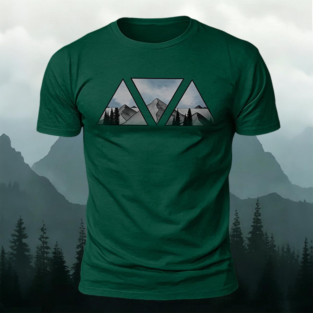 Geometric Pattern Print Soft-touch Feel Casual T-Shirt