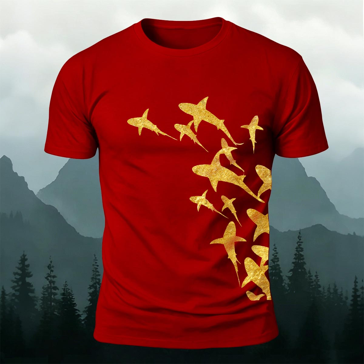 Fish Print Trendy Premium Cotton Casual T-Shirt