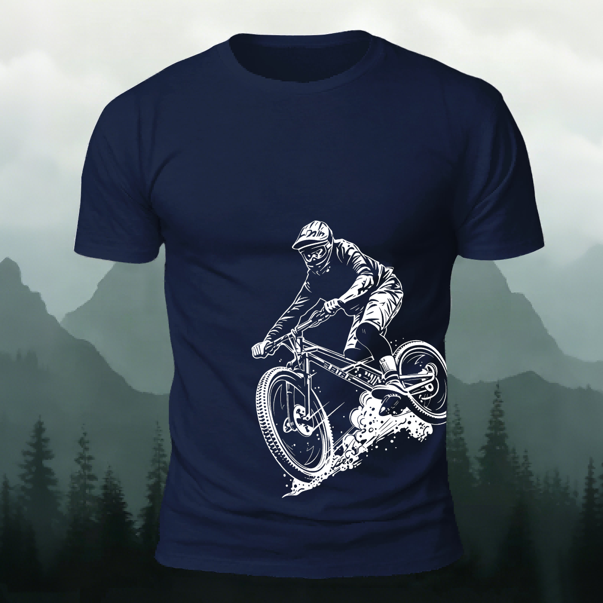 Cycling Silhouette Pattern Outdoor Style Casual T-Shirt