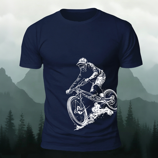 Cycling Silhouette Pattern Outdoor Style Casual T-Shirt