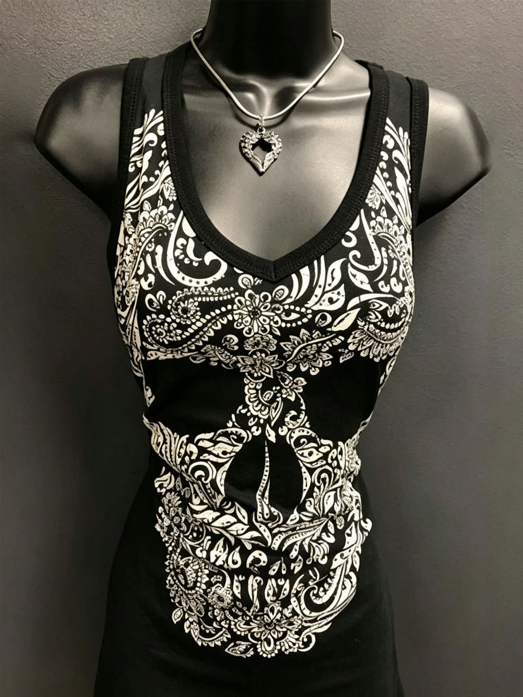 Fashion Sexy Crew Neck Skull Print Sleeveless Vest