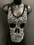 Fashion Sexy Crew Neck Skull Print Sleeveless Vest