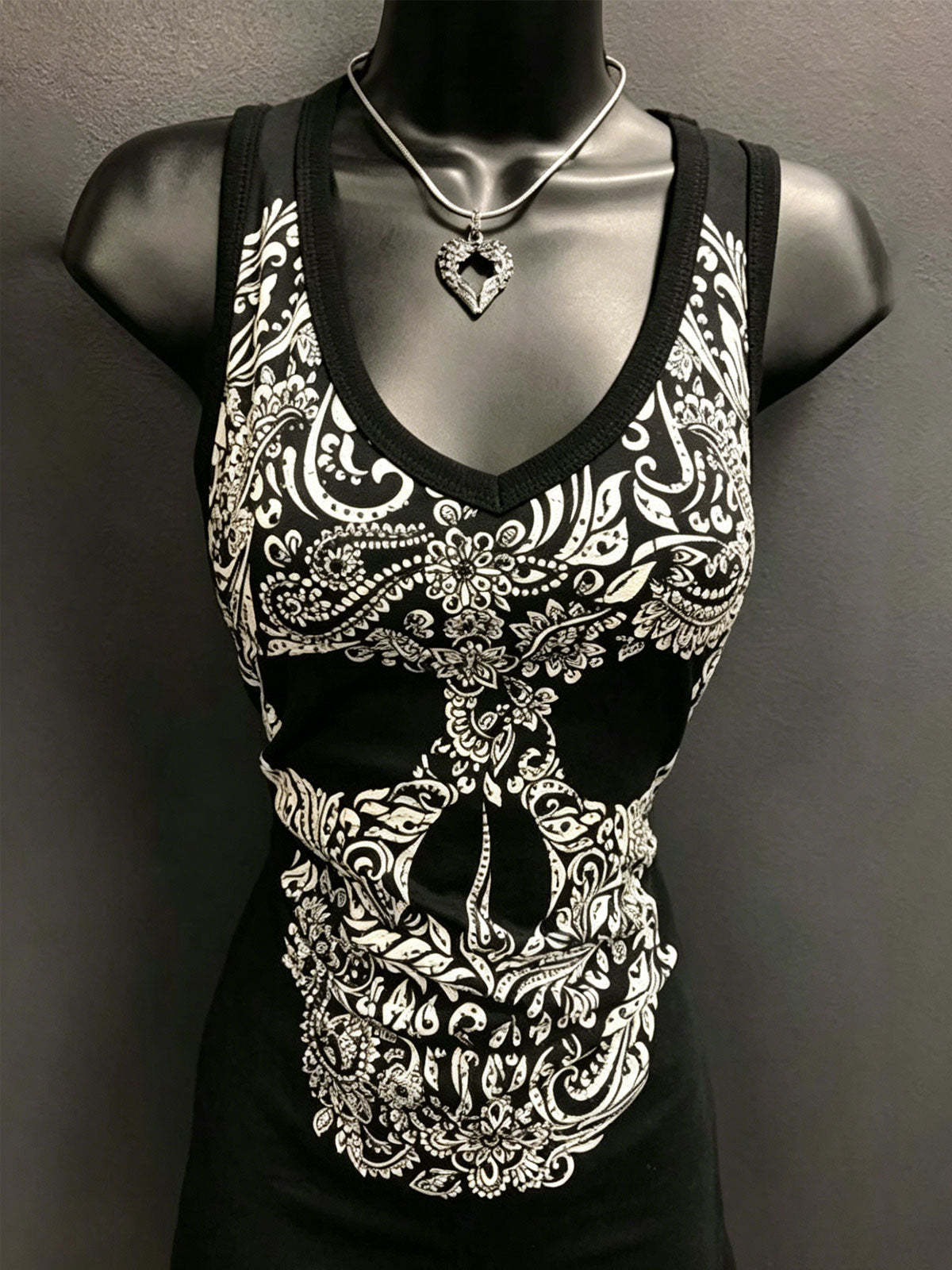 Fashion Sexy Crew Neck Skull Print Sleeveless Vest
