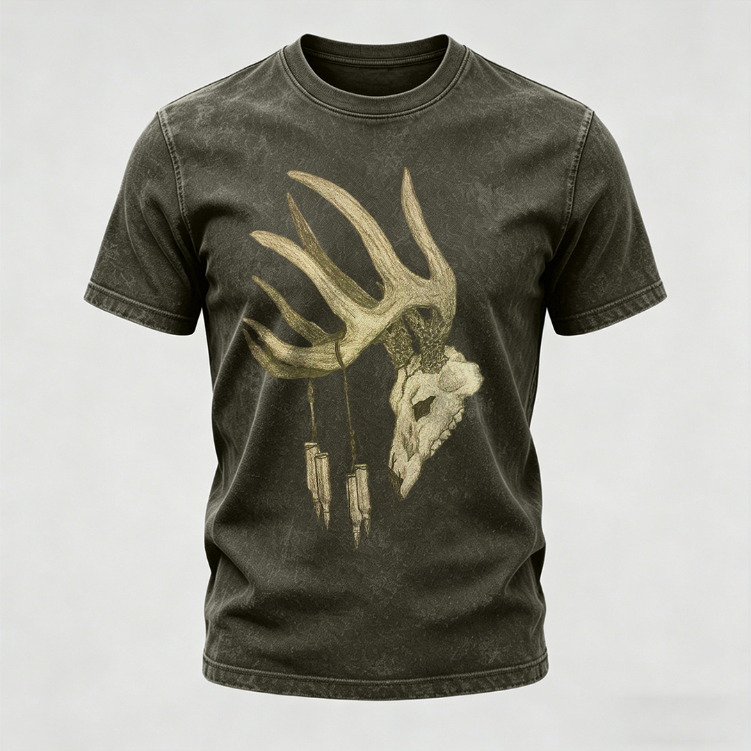 Vintage Antelope Print Casual Skin-Friendly Cotton T-Shirt
