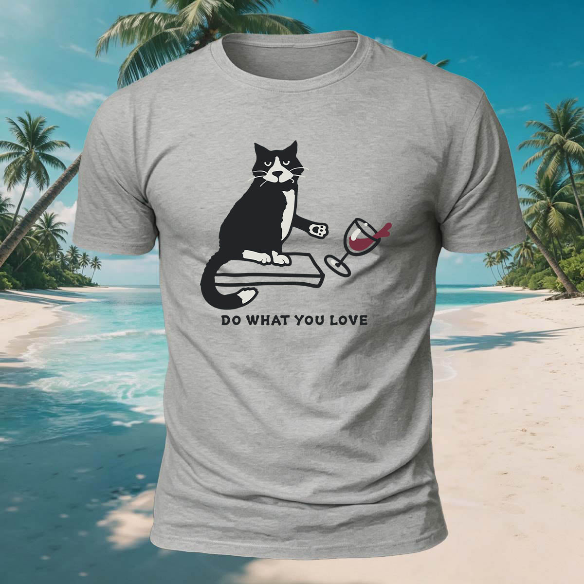 Kitten Spilling a Drink Print  Versatile Cotton T-Shirt