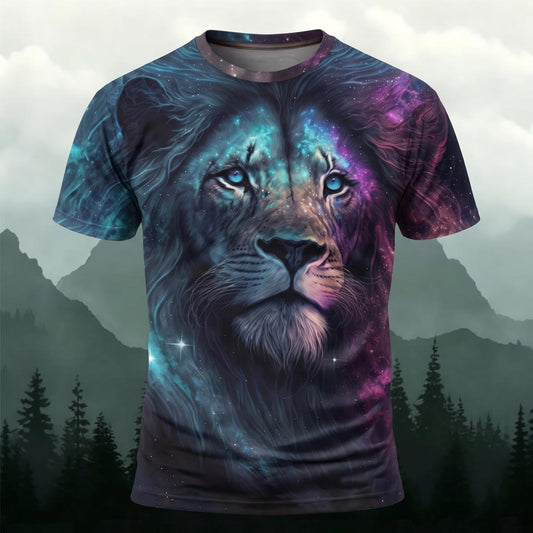 3D Galaxy Lion Loose T-shirt