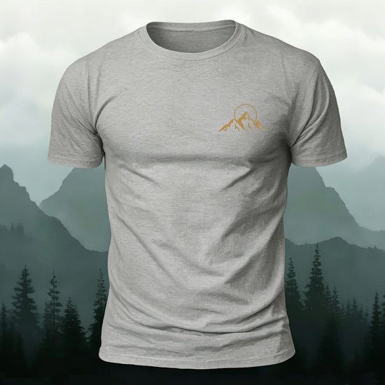 Simple Mountain Print Casual Breathable Material Tee Grey