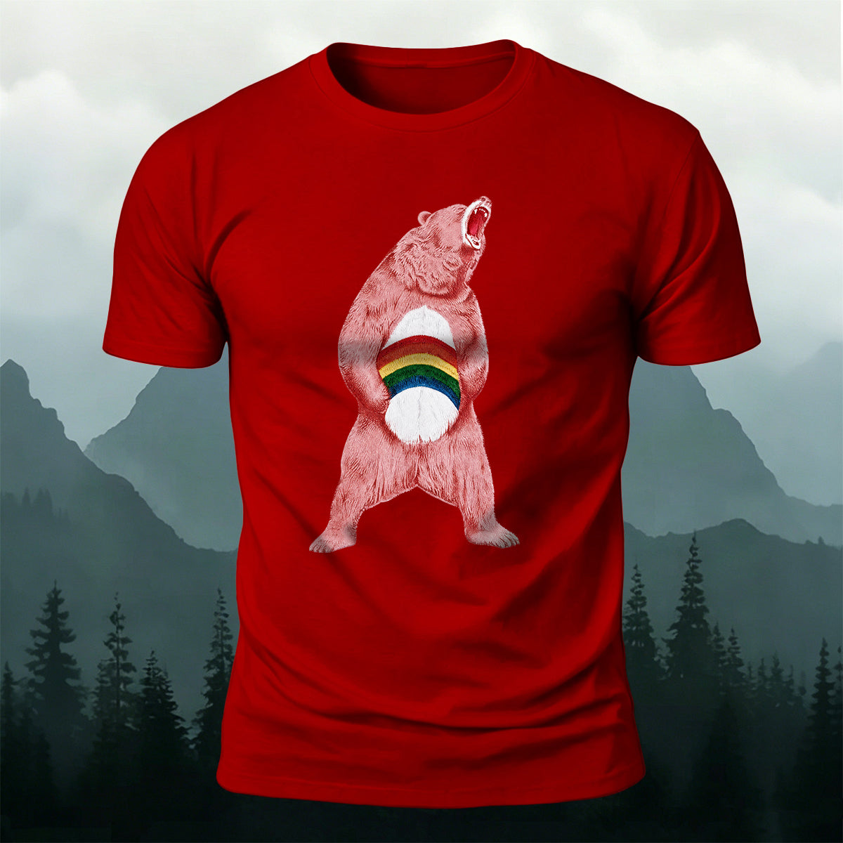 Angry Brown Bear Print Versatile Outdoor T-Shirt