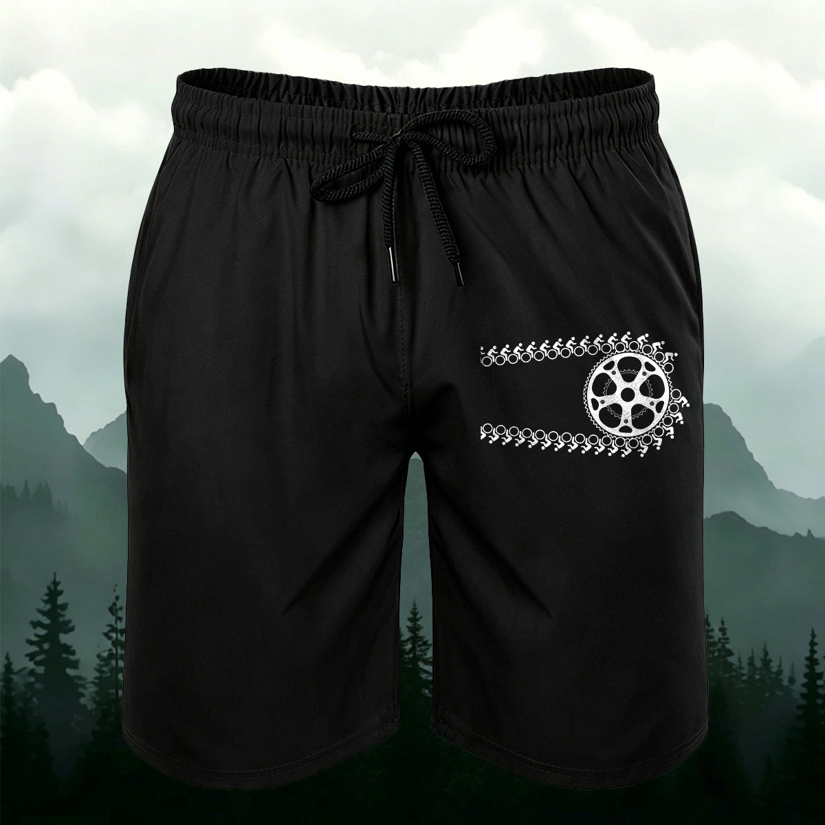 Cycling Chain Pattern Casual Breathable Shorts