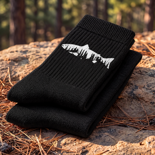 Cotton Trout Mountain Graphic Socks