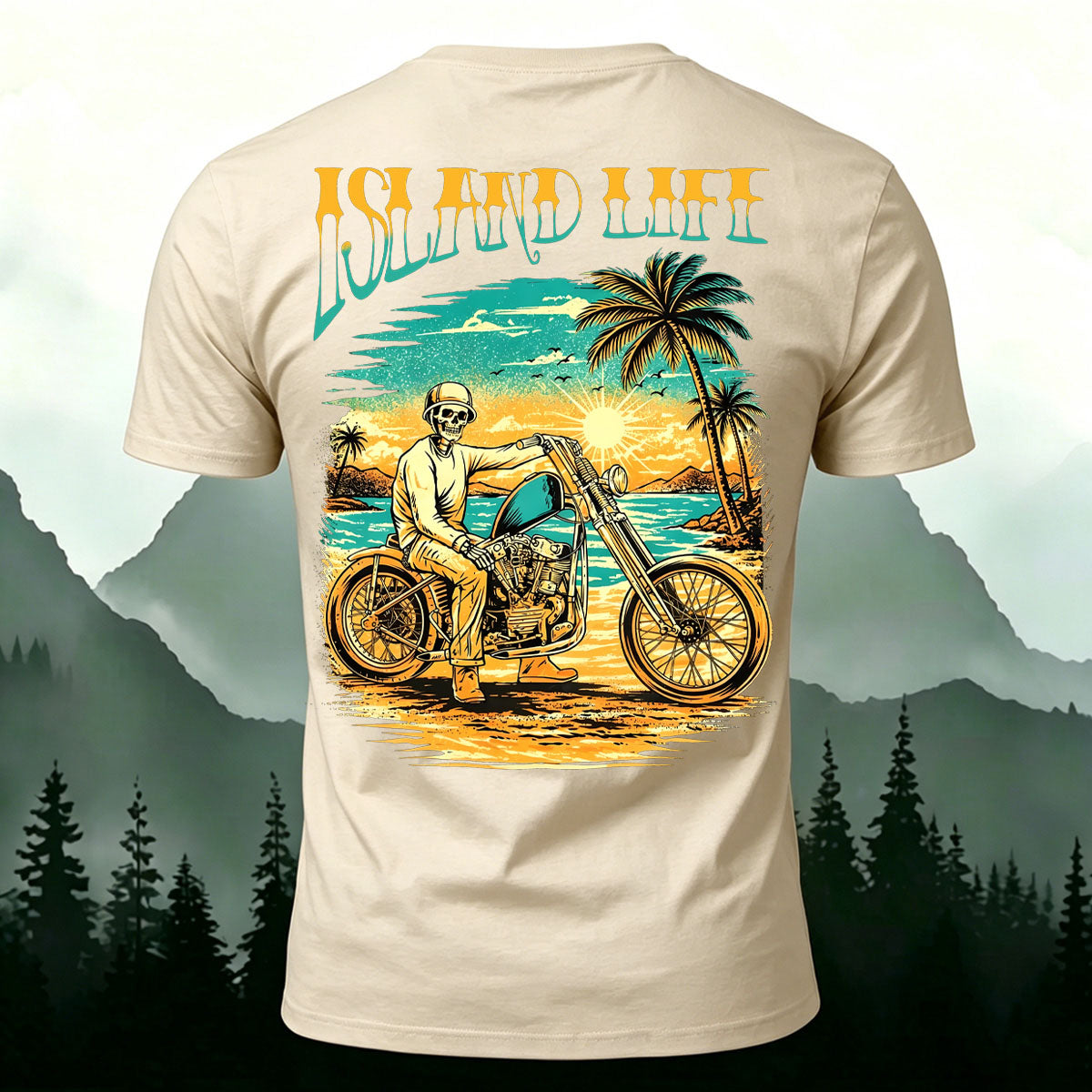 American Retro Motorcycle Skull Casual Cotton T-Shirt