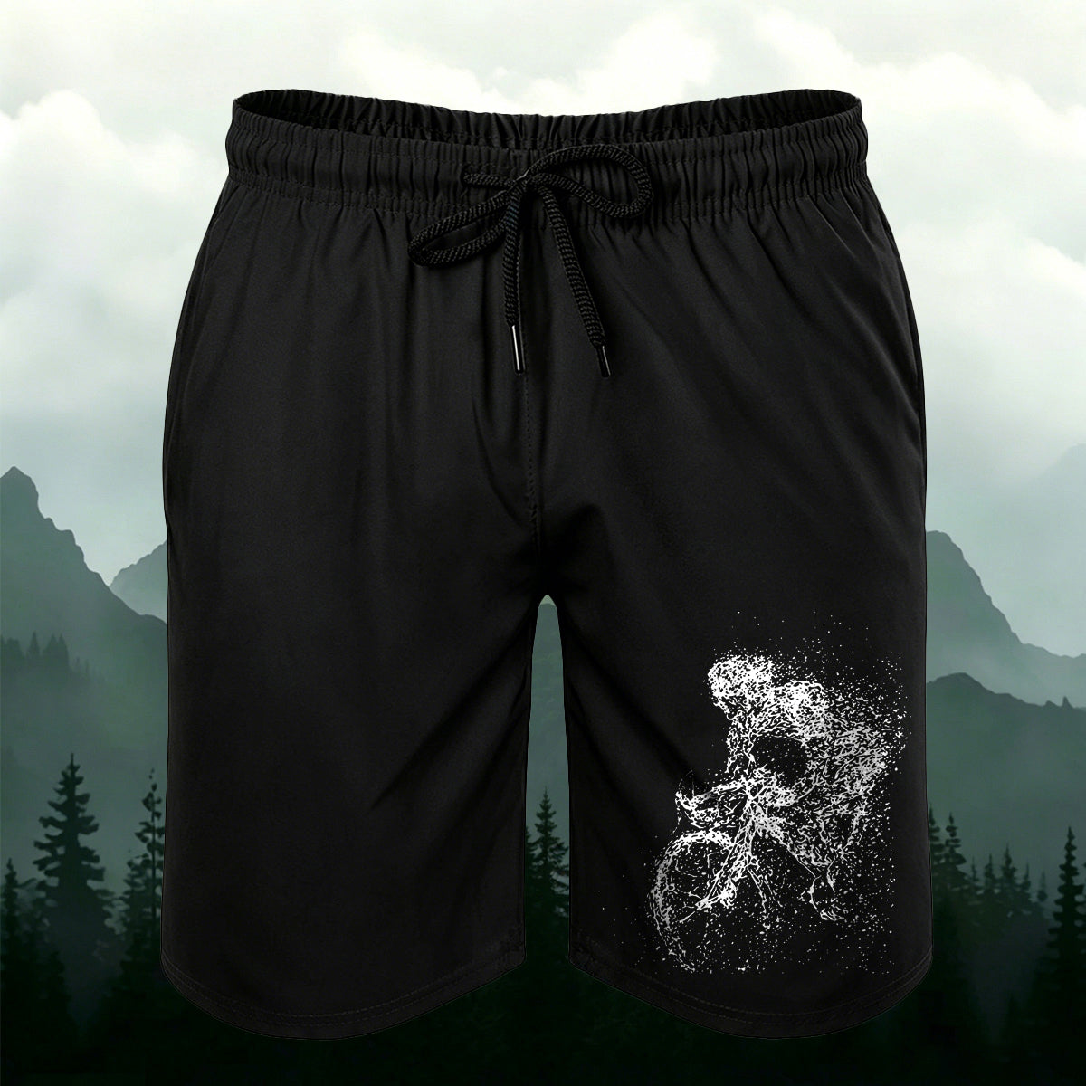 Cycling Ink Wash Painting Casual Shorts