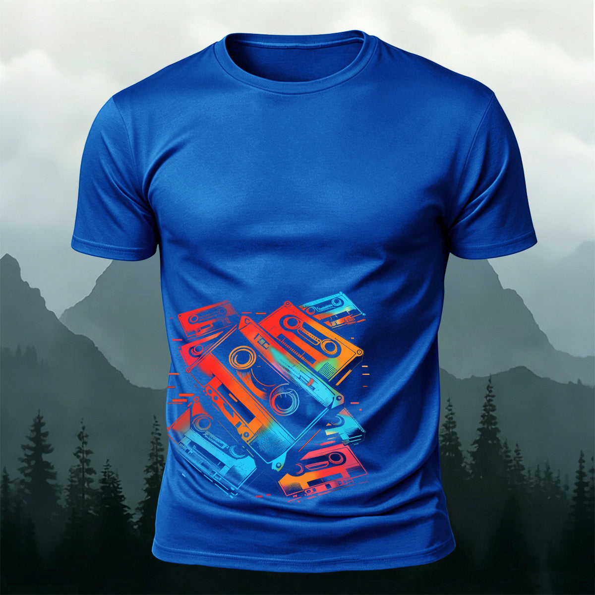 Music Cassette Graphic Trendy Casual Skin-friendly Tee