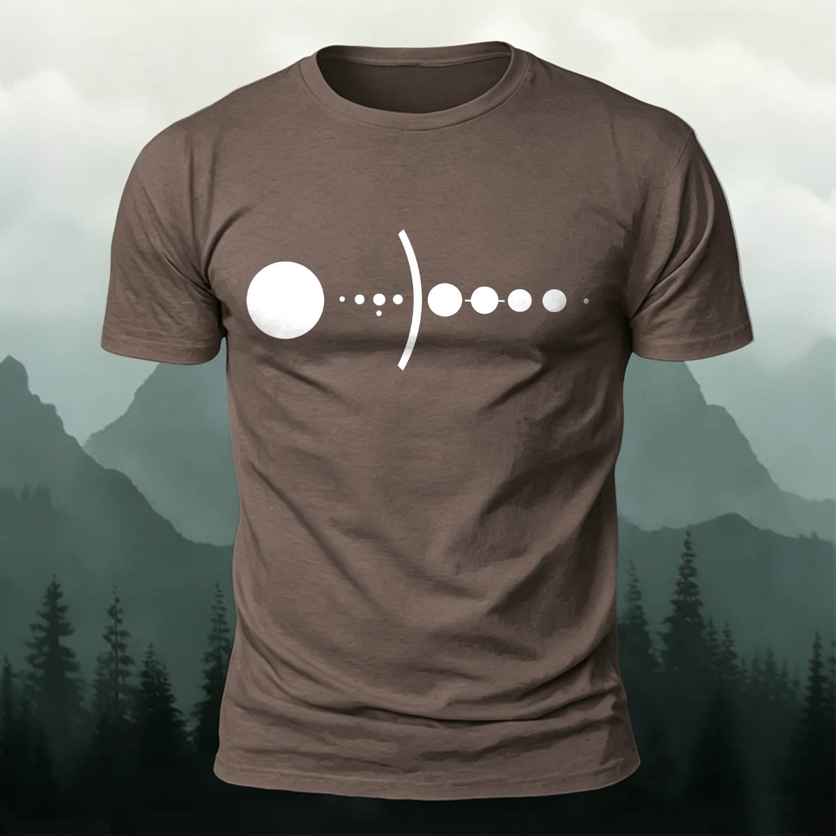 Solar System Silhouette Print  Casual  Cotton T-Shirt CO
