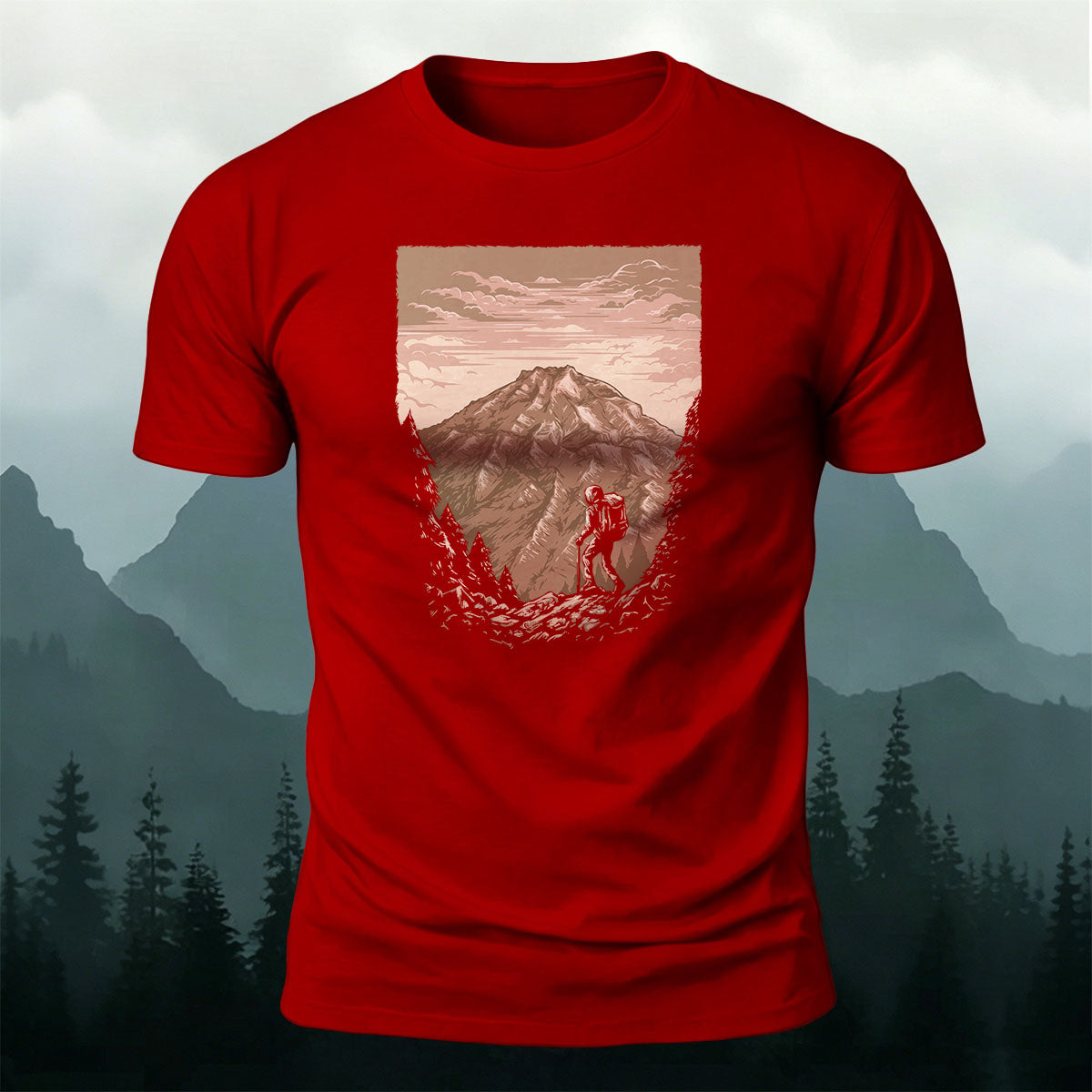Mountaineer Art Print Casual Cotton T-Shirt