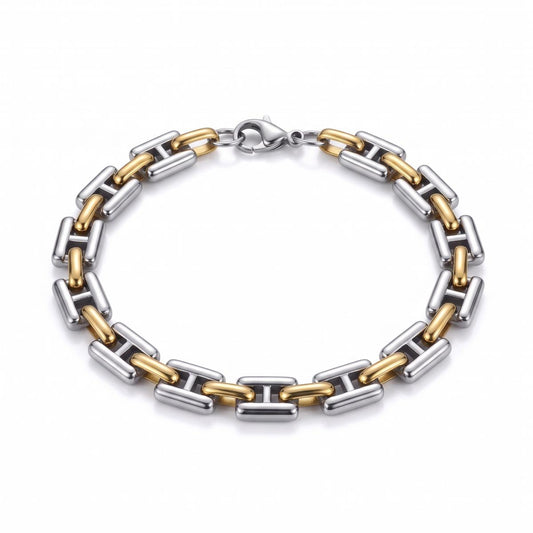 Stainless Steel Geometric Link Bracelet