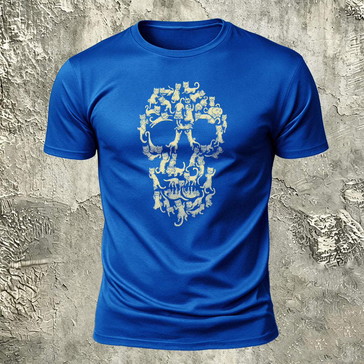 Creative Animal Collage Skull Print Casual Cotton T-Shirt
