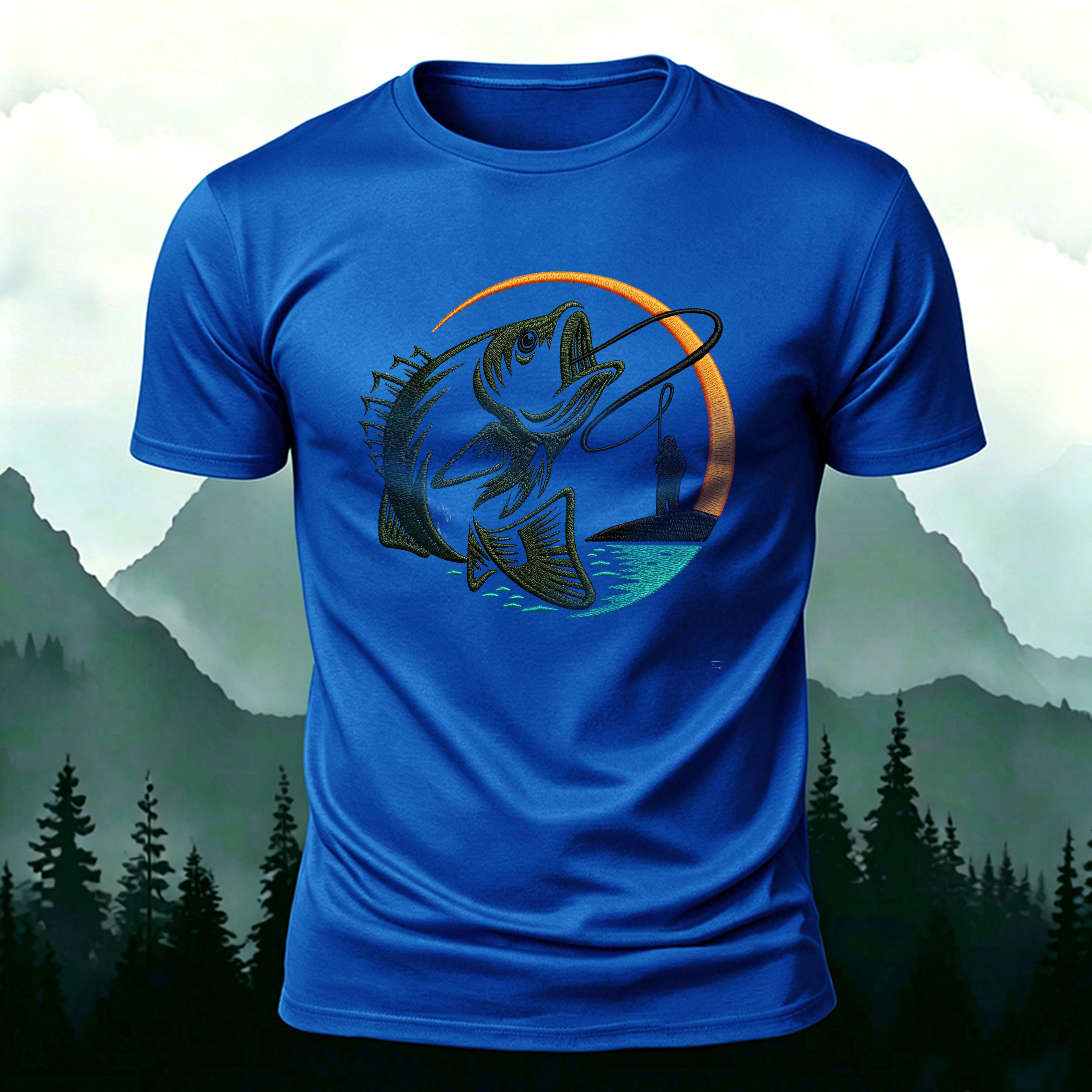 Fishing Pattern UV Transfer Outdoor Comfortable T-Shirt