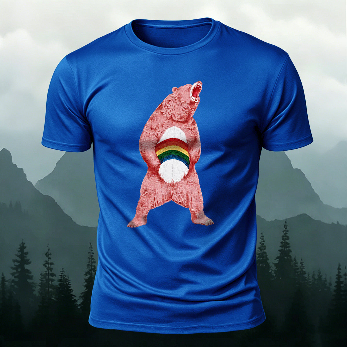 Angry Brown Bear Print Versatile Outdoor T-Shirt