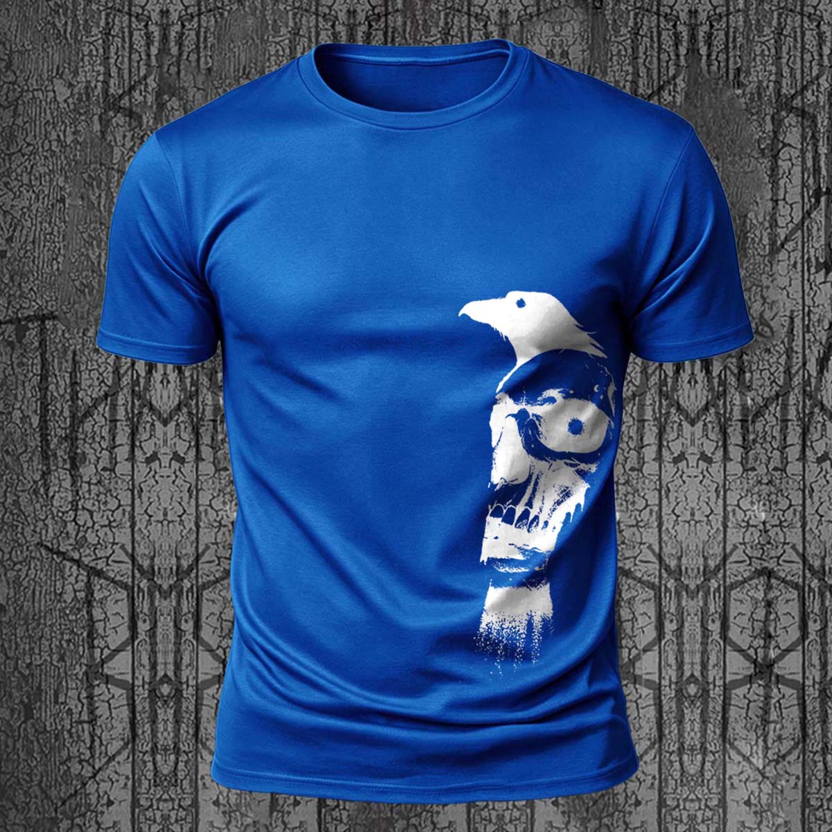 Vintage Skull Bird Print Casual Skin-Friendly T-Shirt