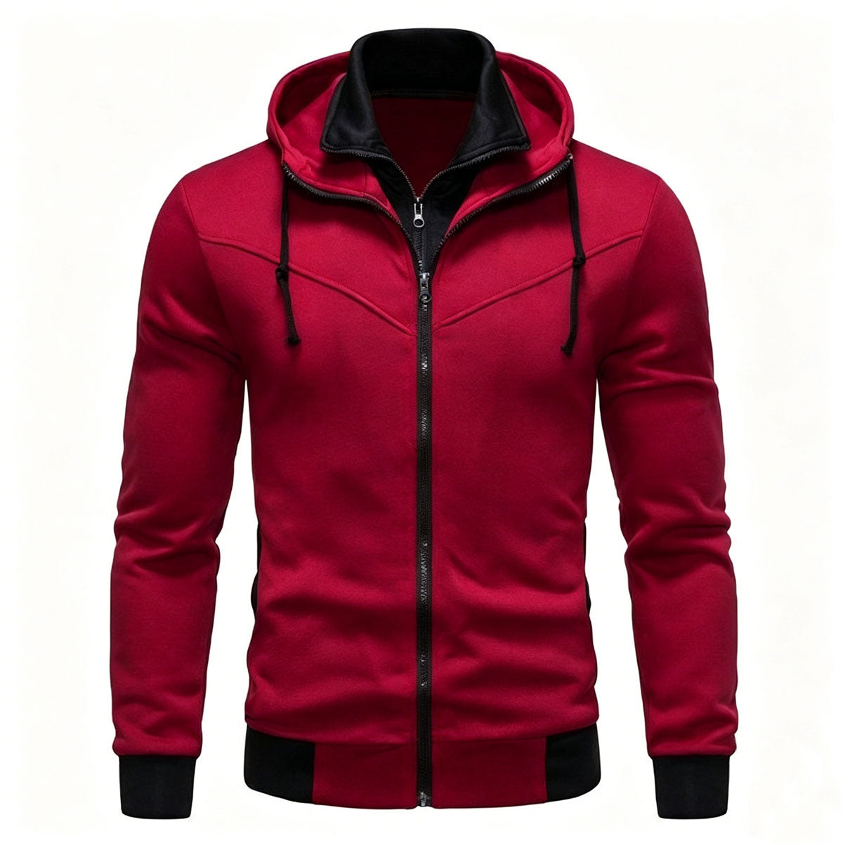 Double Zippers Casual Fleece-Lined Oversized Long-Sleeve Hooded Jacket