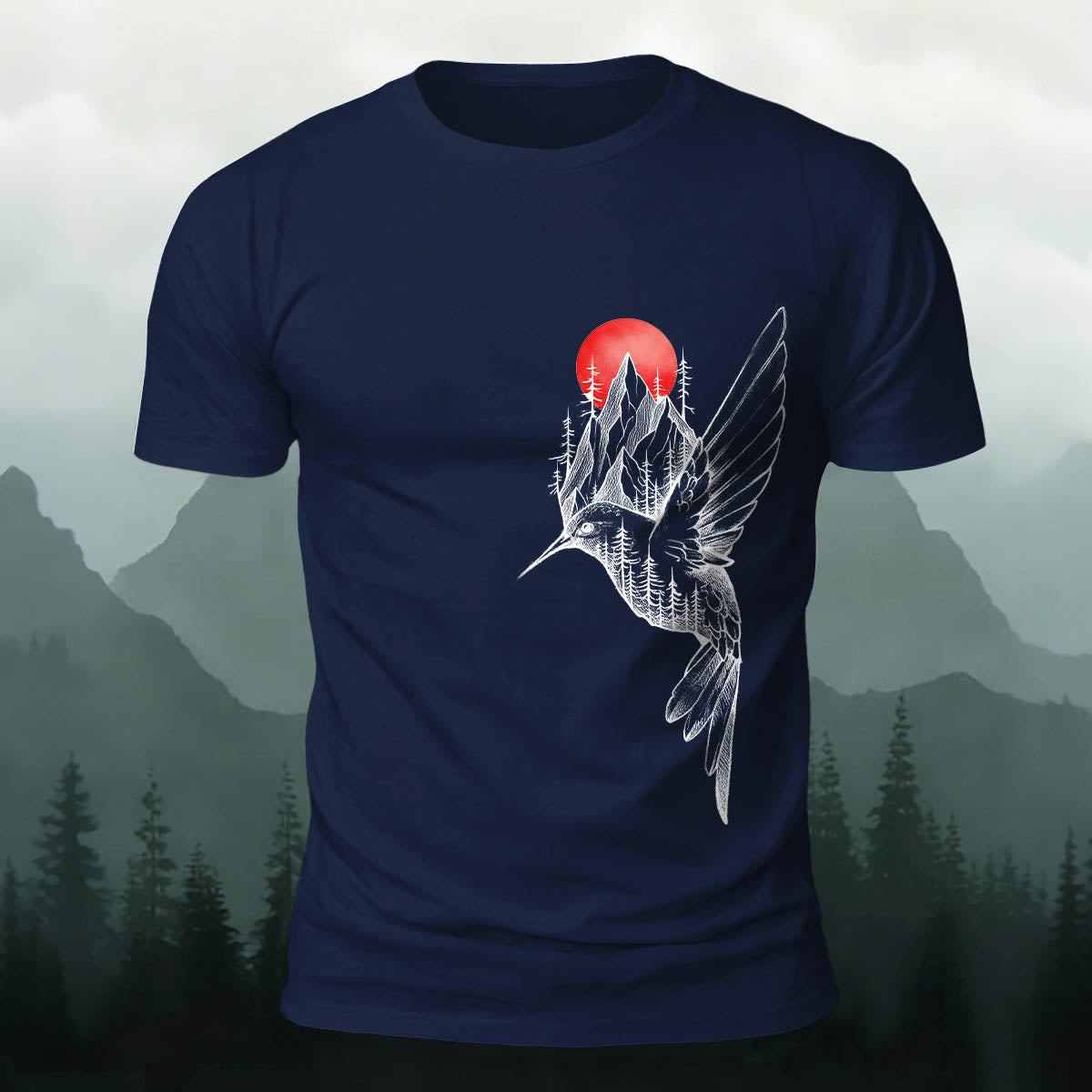 Bird Forest Print Casual Premium Cotton T-Shirt