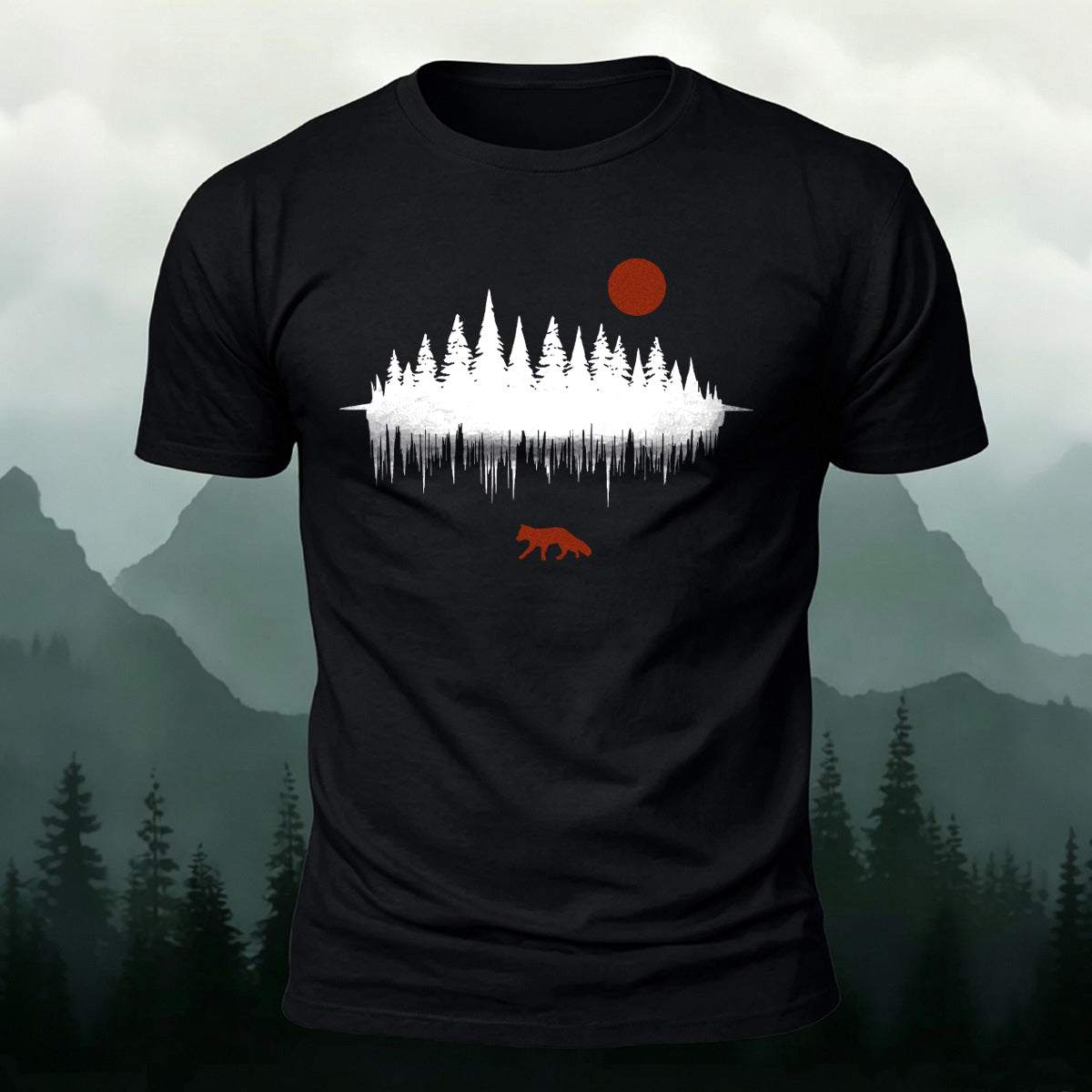 Forest Reflection Natural Leisure Premium Cotton T-Shirt Black