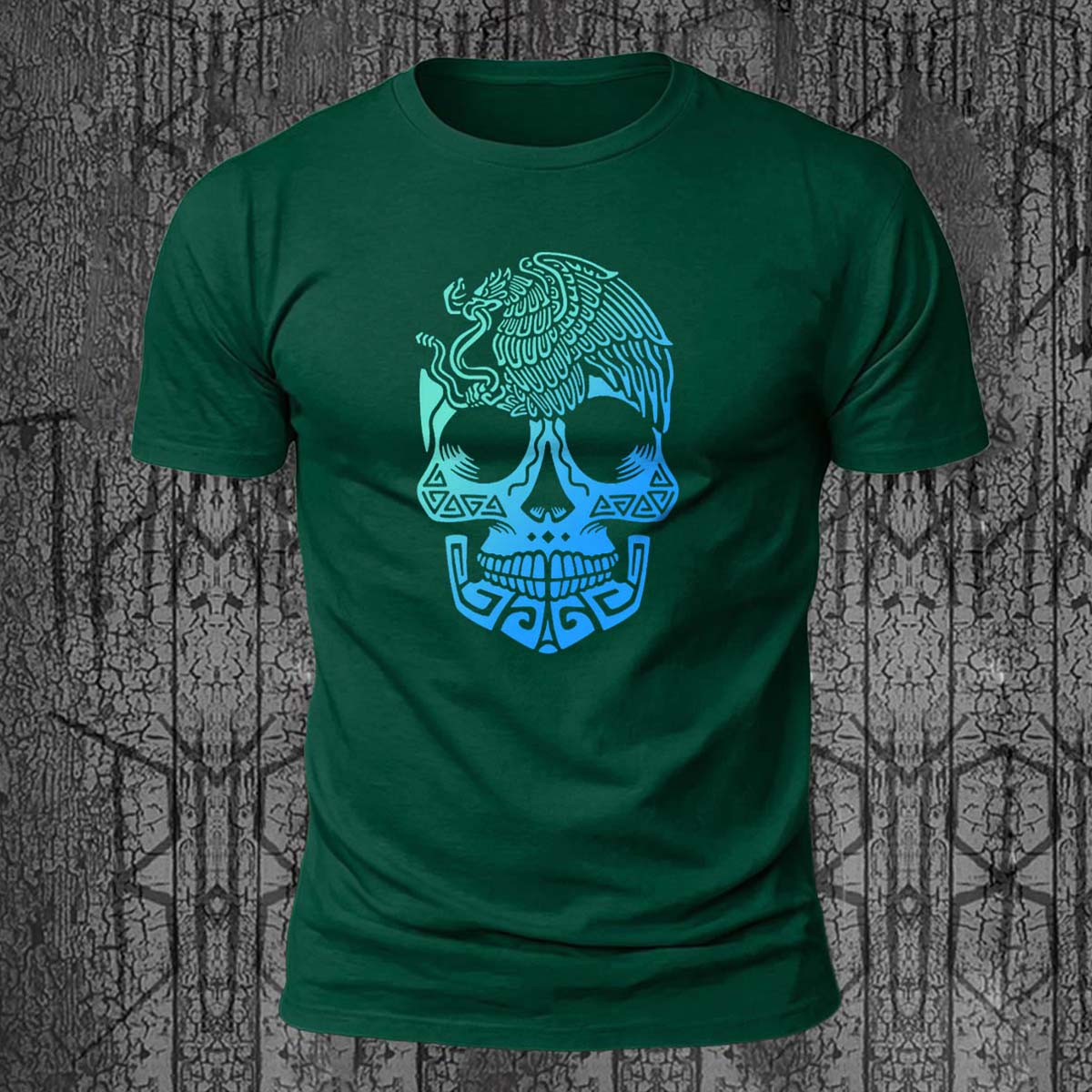 Skull Totem Print Street Fashion 100% Cotton T-Shirt