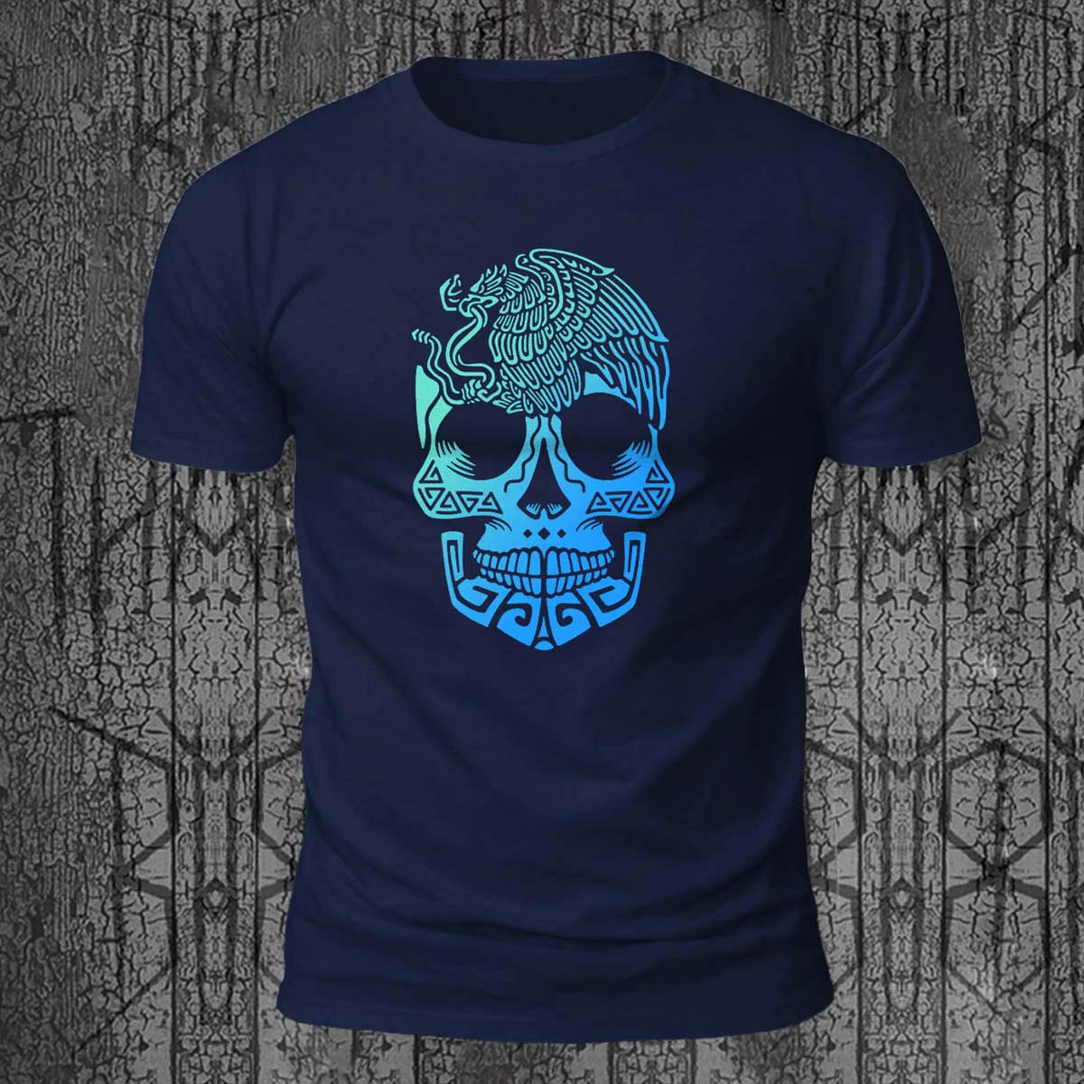 Skull Totem Print Street Fashion 100% Cotton T-Shirt