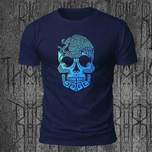Skull Totem Print Street Fashion 100% Cotton T-Shirt