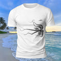 Octopus Silhouette Print Casual Cotton T-Shirt