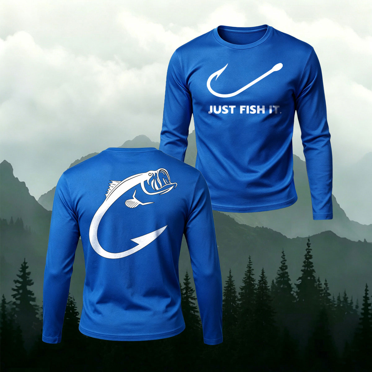 Just Fish It Casual Cotton Long-Sleeve T-Shirt