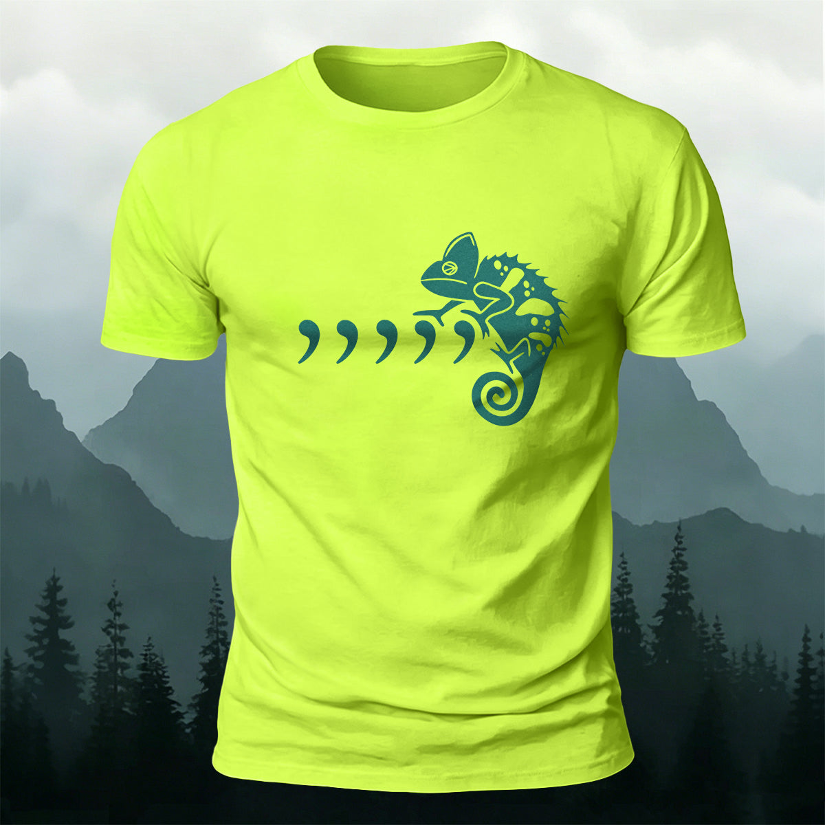 Comma Seahorse Cartoon Print Outdoor Casual Cotton T-Shirt