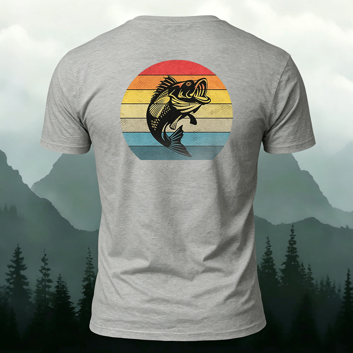 Fish Colorful Background Print Combed Cotton T-Shirt