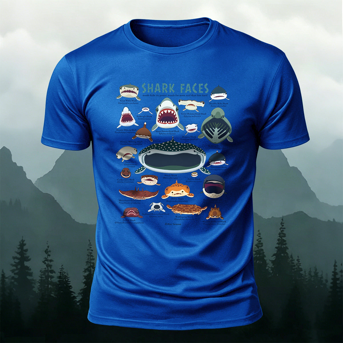 Marine Animal Cartoon Print Outdoor Casual Cotton T-Shirt