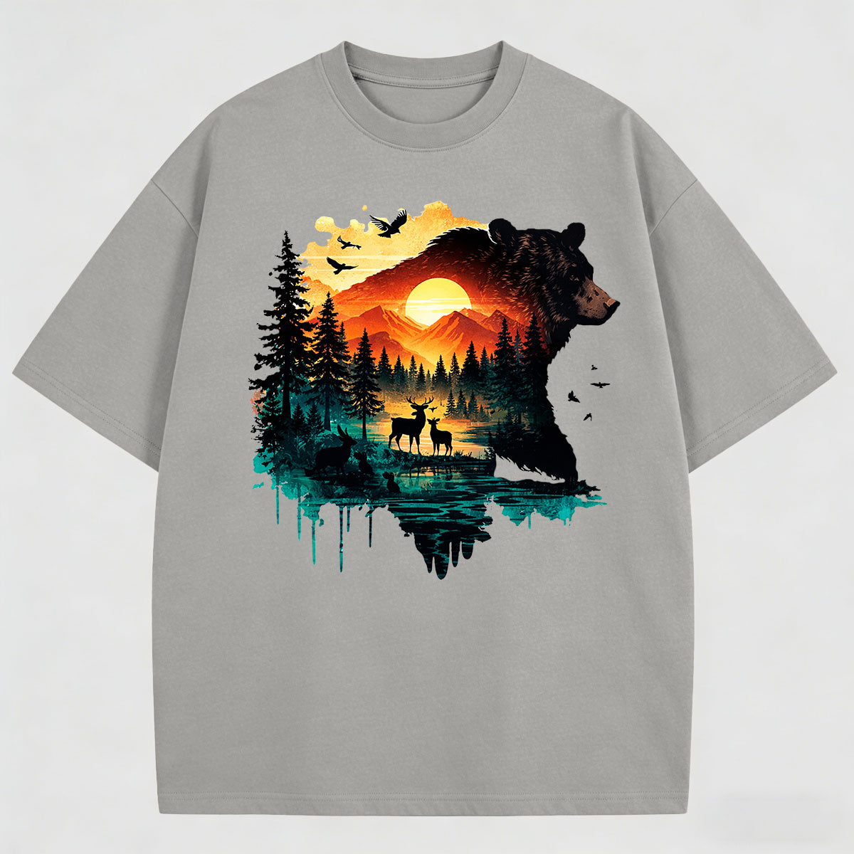 Men's Artistic Watercolor Print Cotton T-Shirt