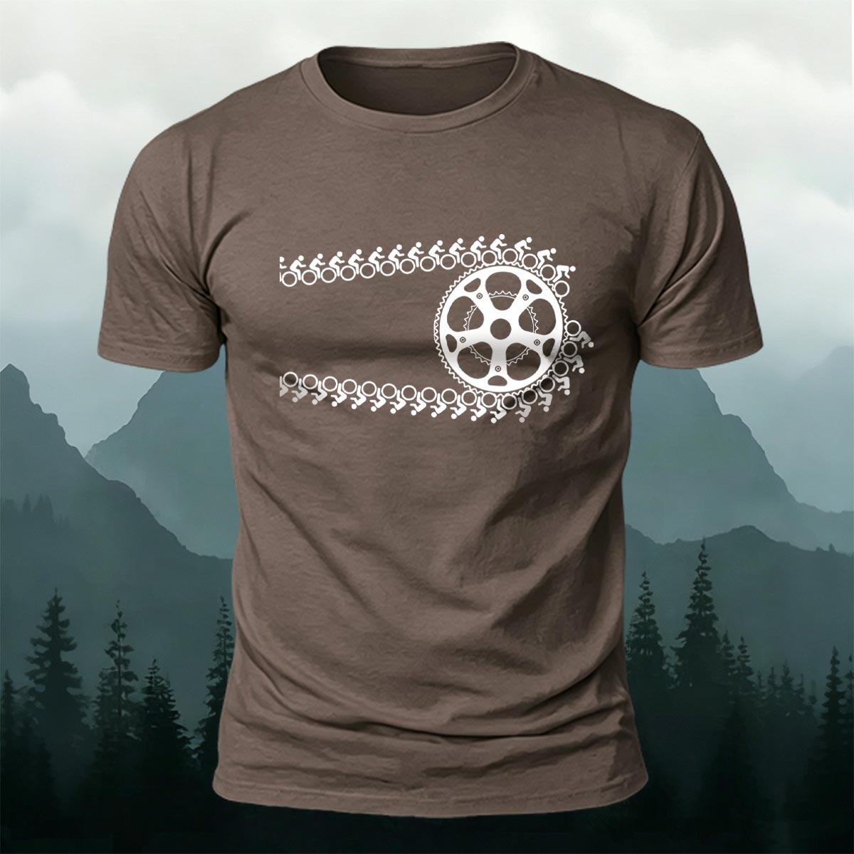 Artistic Cycling Pattern Outdoor Style Skin-Friendly T-Shirt