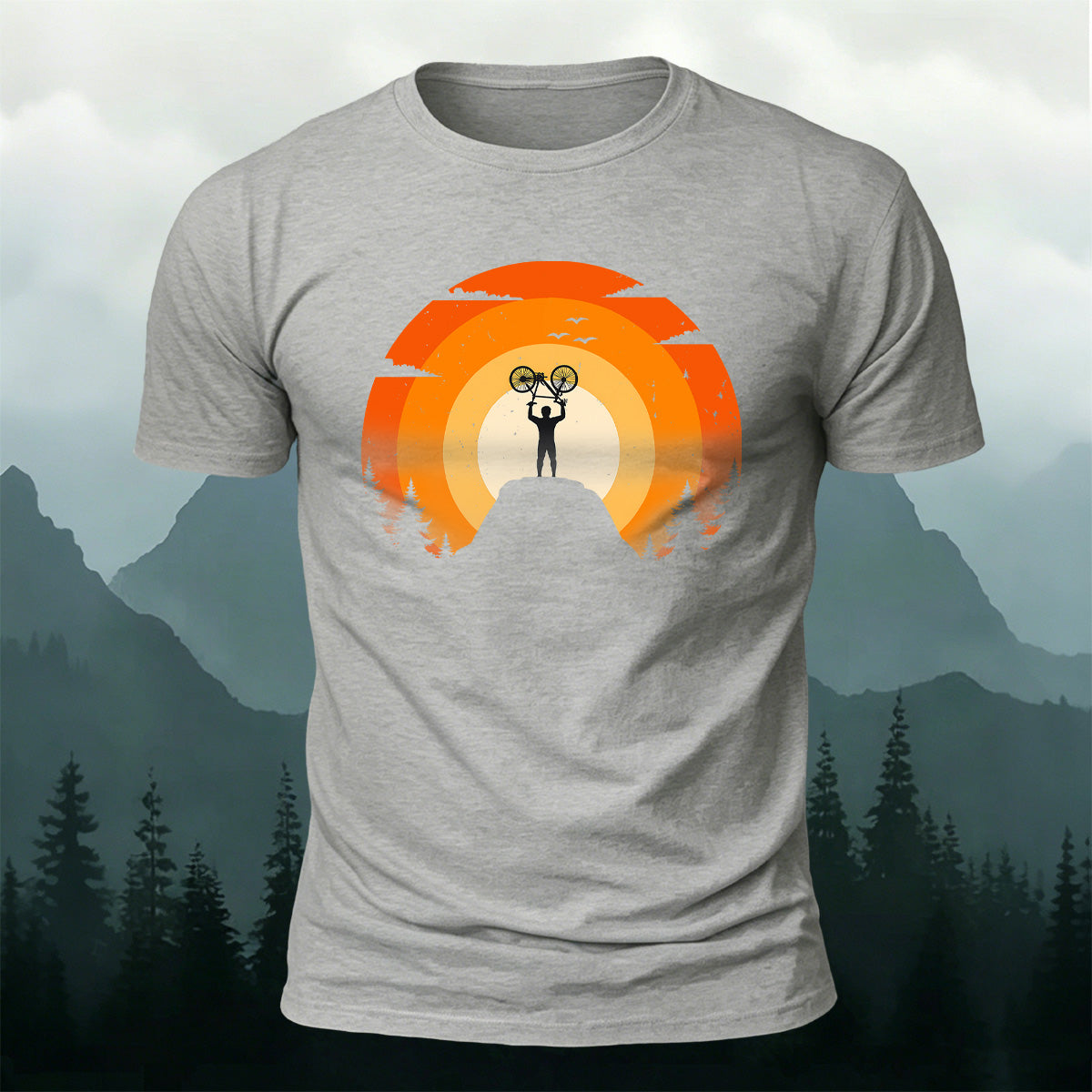 Outdoor Cycling Art Print 100% Cotton Comfort T-Shirt Grey