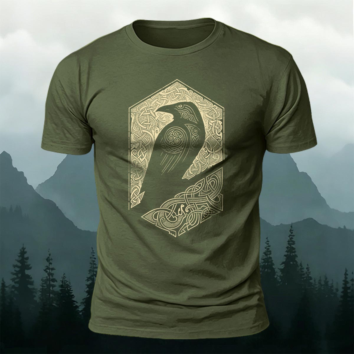 Bird Pattern Mountain-Style Comfortable Casual T-Shirt