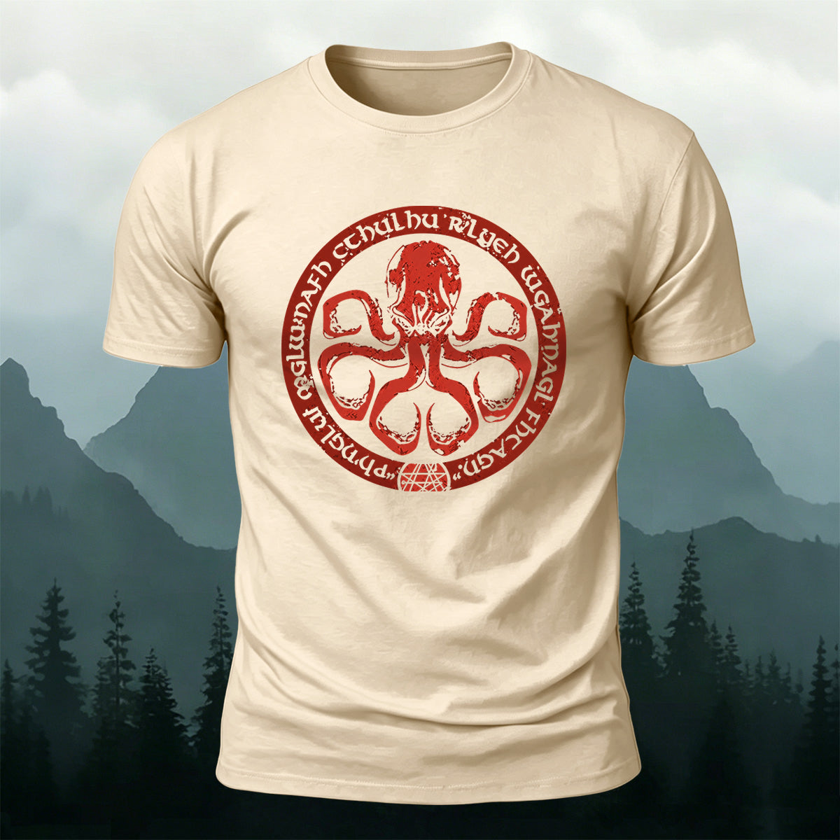 Round Octopus Creative Totem Outdoor Casual Cotton Tee