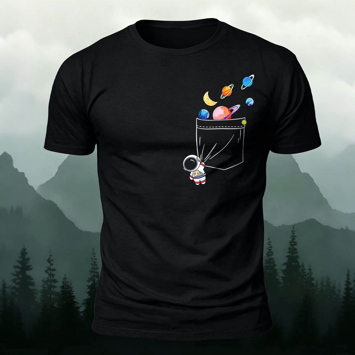 Astronaut Fun Print Premium Cotton Casual T-Shirt