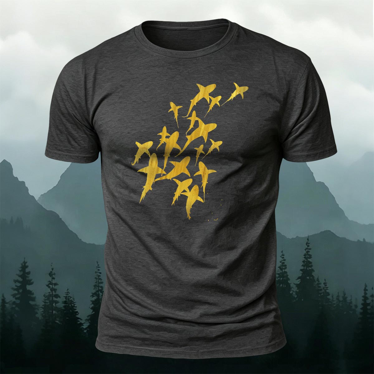 Fun Flying Fish Pattern Fashion Skin-friendly T-shirt